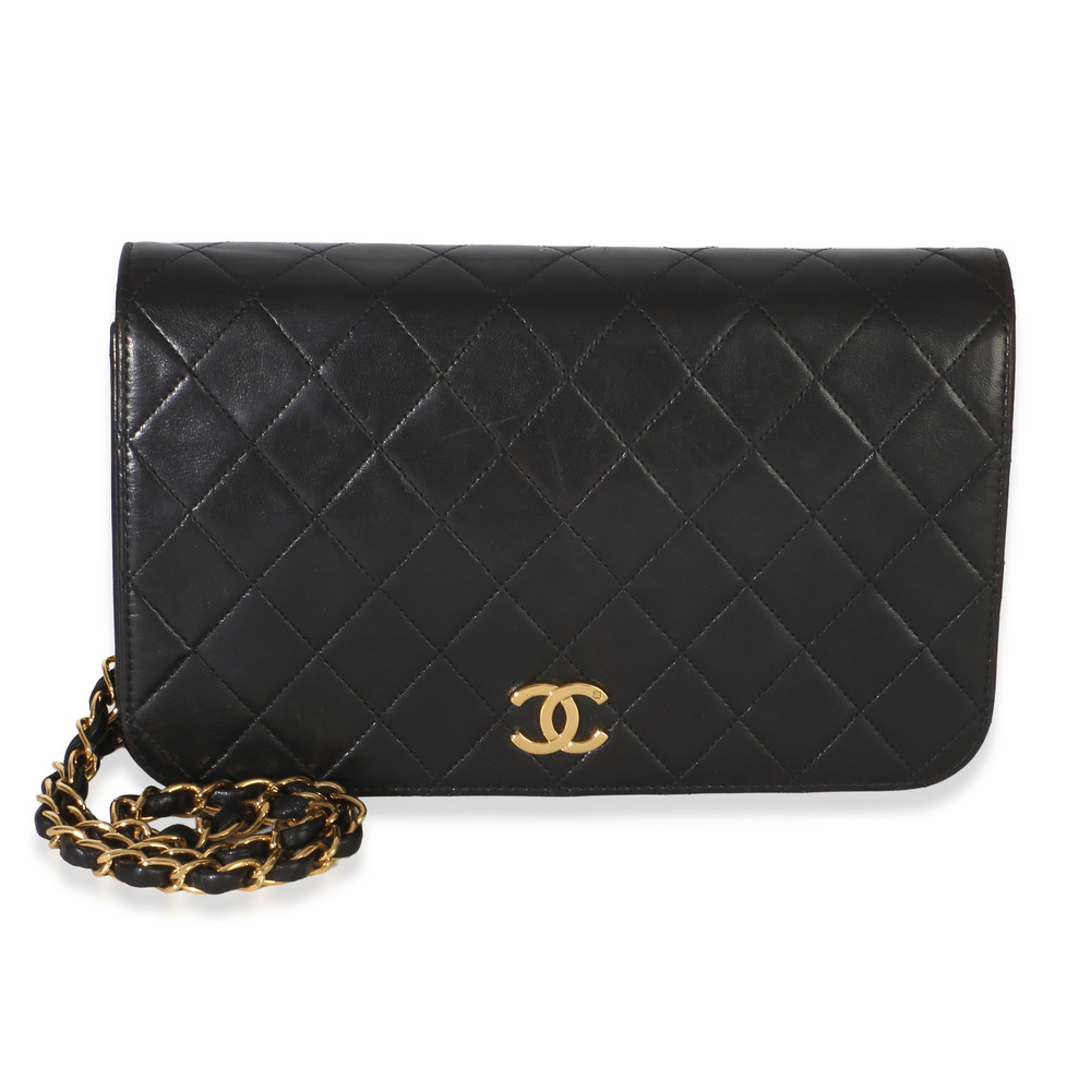 Chanel Vintage 24k Black Quilted Lambskin Full Flap Bag